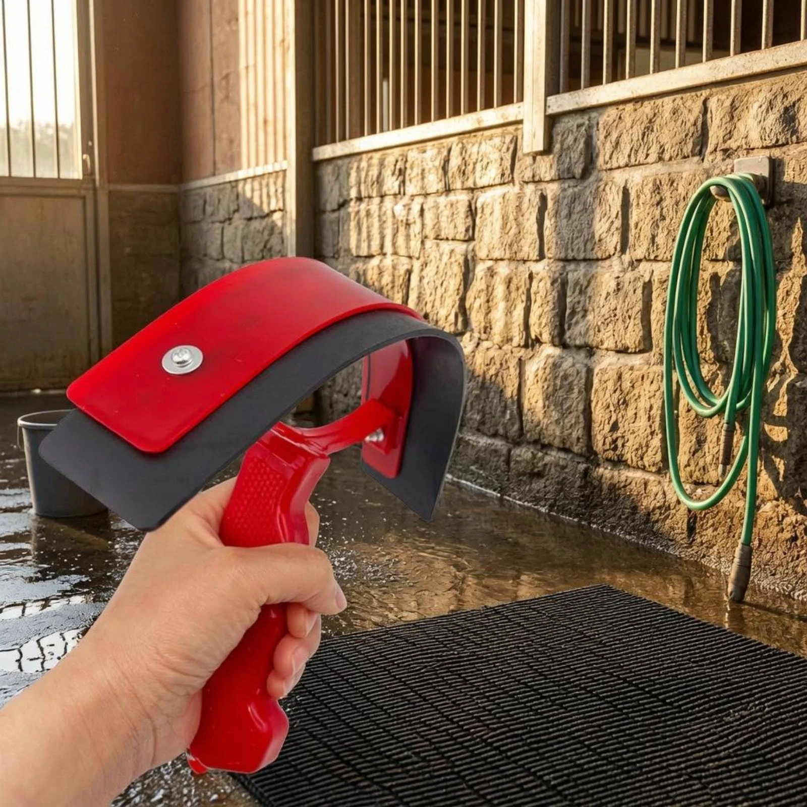 12点セットの馬洗浄キット、汗取りスクレーパー、混合ツール、馬小屋清掃用透明収納バケツ付き