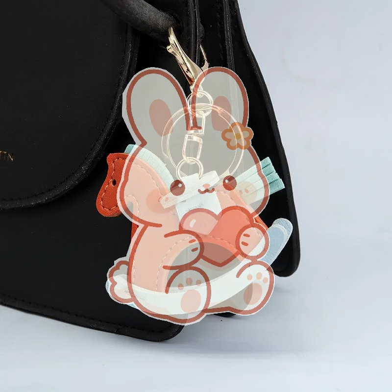 Luxury Leather Horse Bag Charm Delicate Pendant Ornament Keychain for Purse Backpack Travel Luggage Decor Gift for Colleagues
