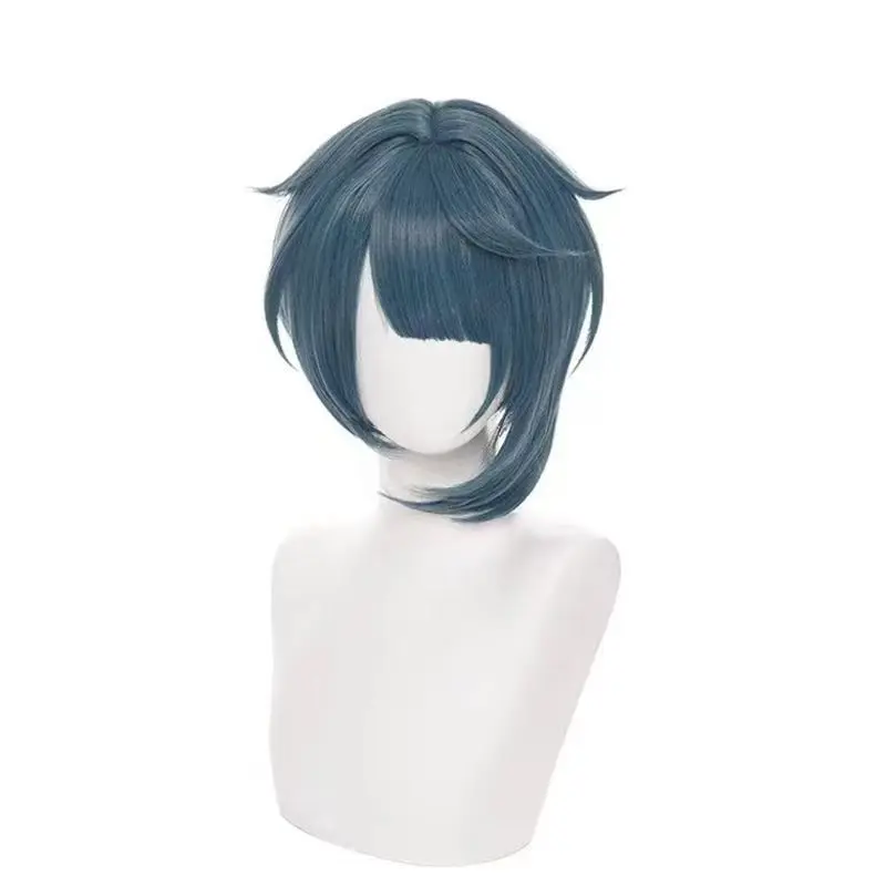 Genshin Impact Xingqiu Cosplay Wig Teal Blue Short Synthetic Hair Heat Resistant For Halloween Party Anime Costume Wig