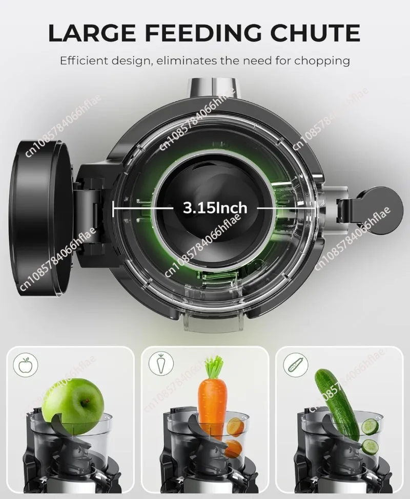 126mm Wide Feed Chute Slow Masticating Juicer Cold Press Fruit Vegetable Extractor Machine