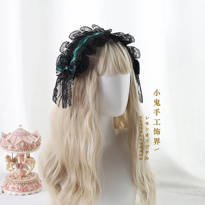 Palace Style Gothic Vintage Japanese Lolita Girl Headband Lace Bow Headwear Cosplay Hair band Hairpin accessori per capelli