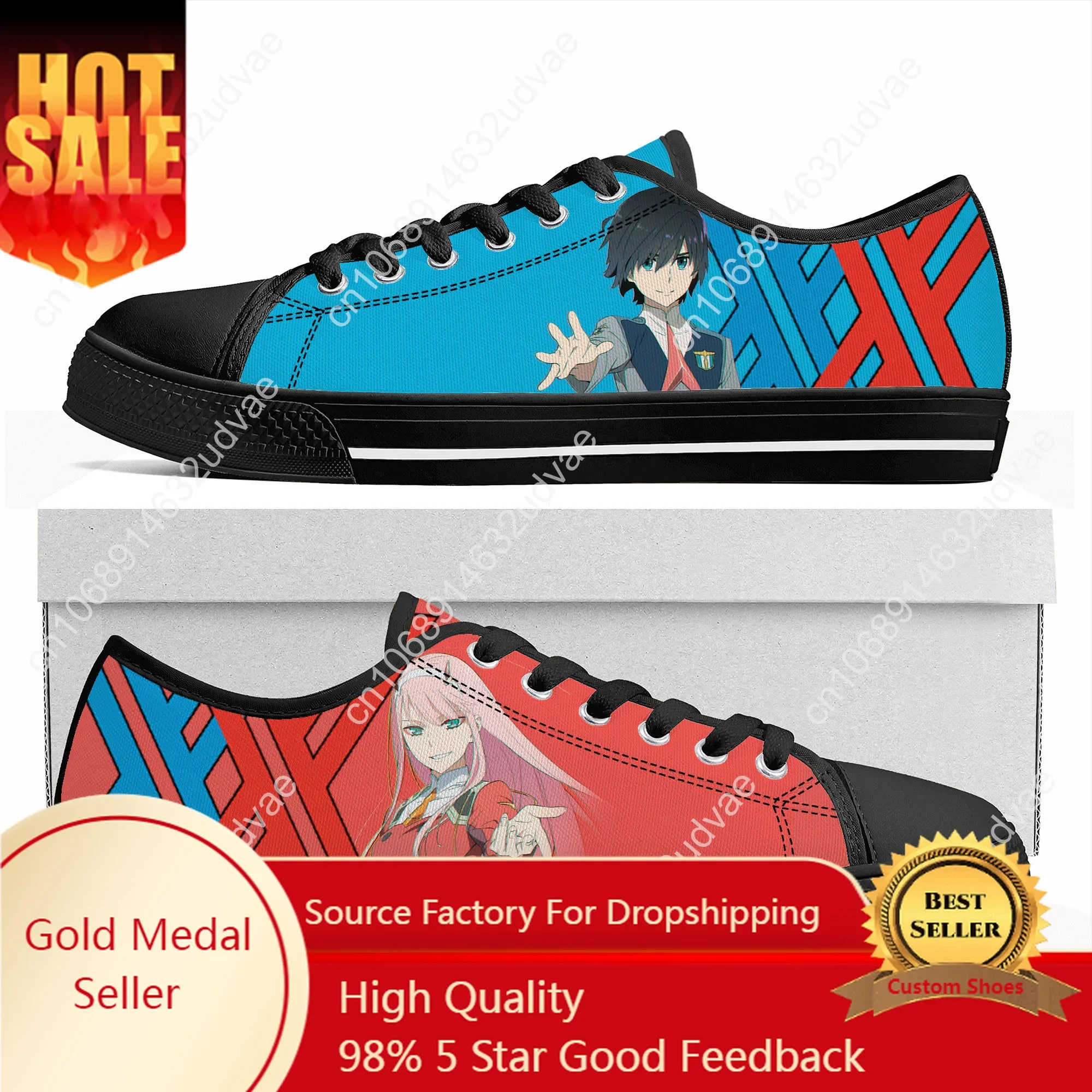 

DARLING Low Top Sneakers In The FRANXX Zero Two Mens Womens Teenager High Quality Canvas Sneaker Couple Shoes Custom Shoe