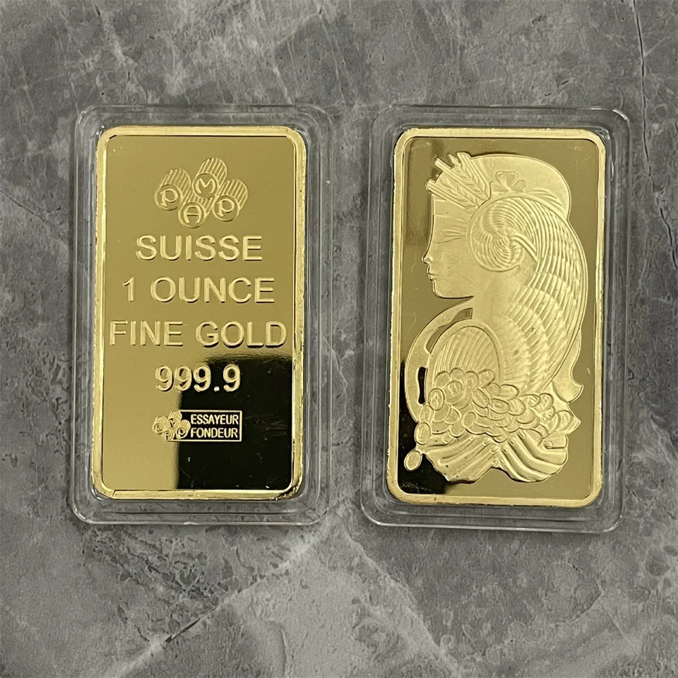 Custom 24k Pure Gold Plated Laser Serial Number 50mm Swiss Coin