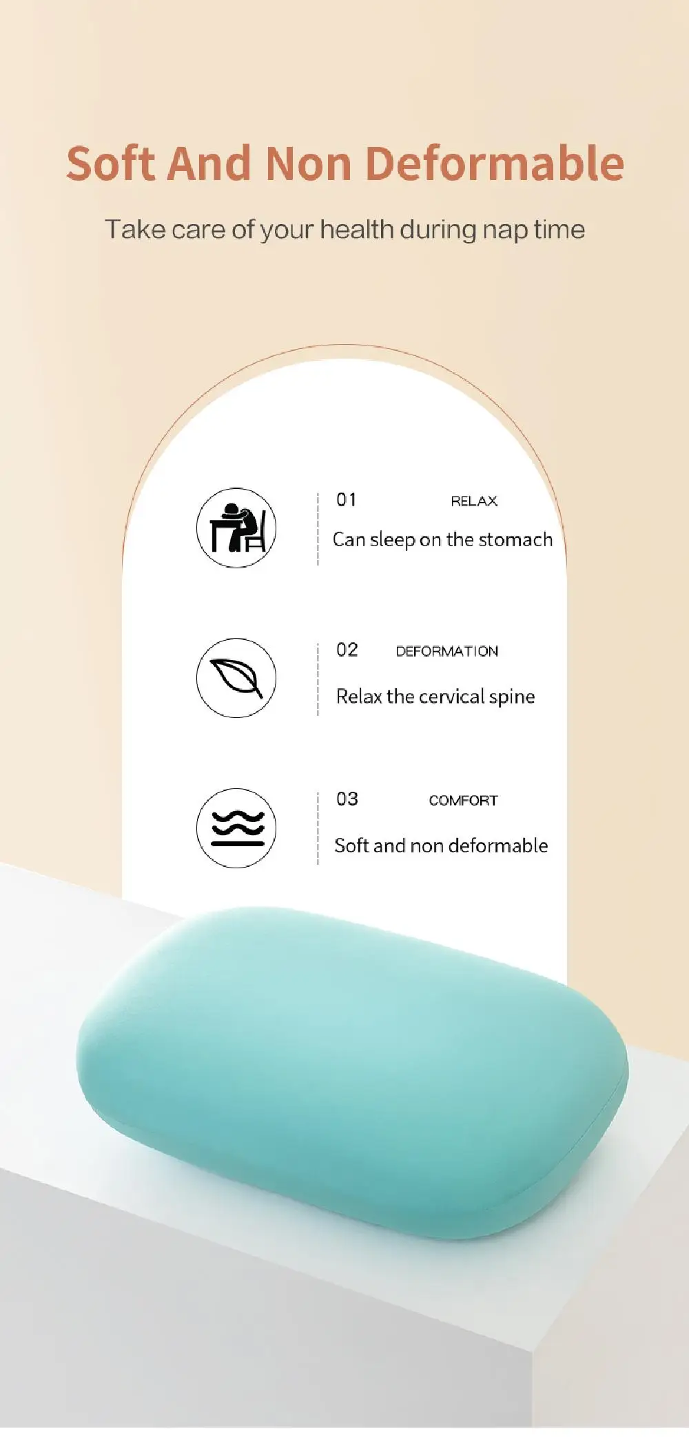 Tragbares Schwamm-Nickerchenkissen, Macaron-Farbe, weiches Nackenkissen, multifunktionale Halswirbelstütze, Reise-Schlafkissen, Büro – Detail 2