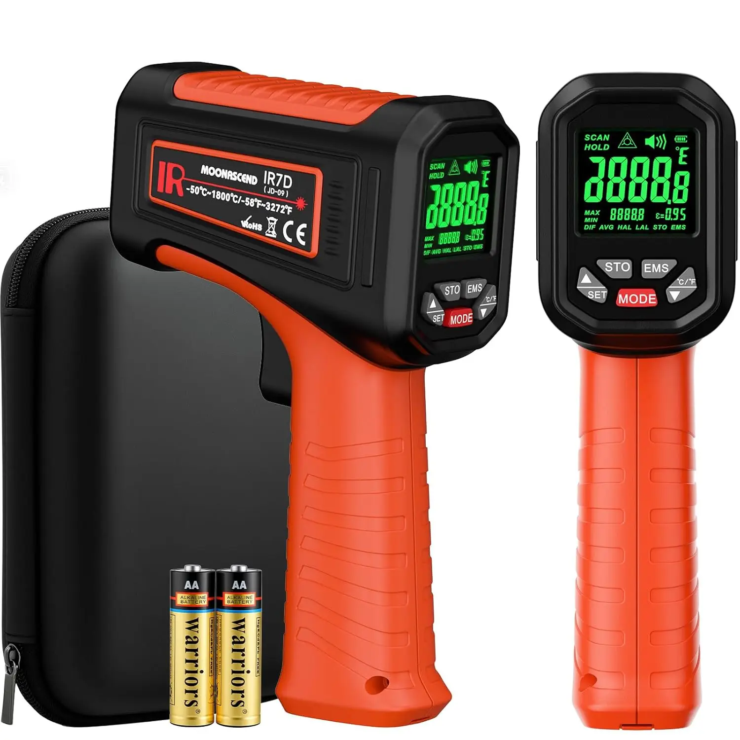 

Infrared Thermometer Gun 50:1 Ratio -58°F to 3272°F for Cooking, HVAC, Automotive & Industrial Use
