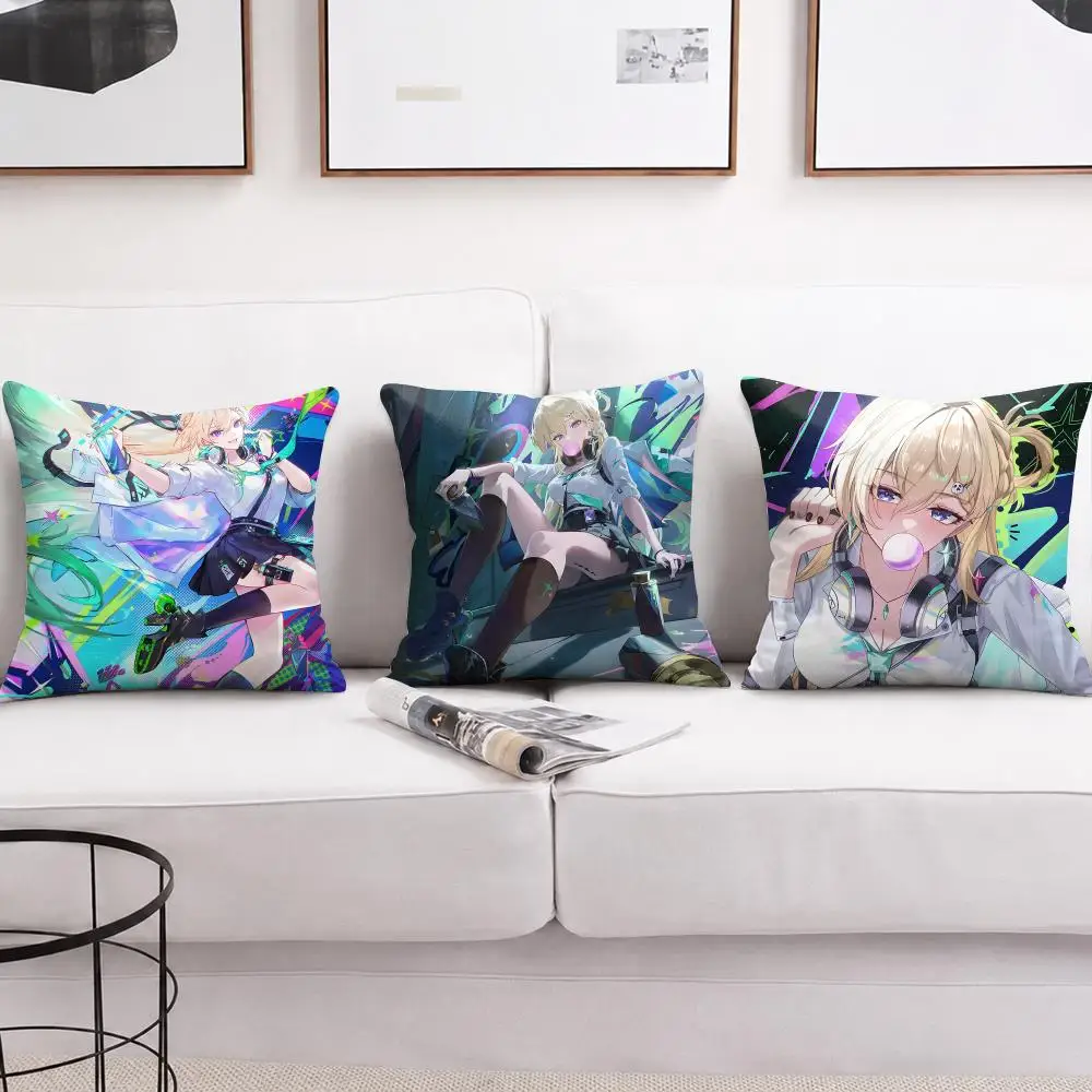 Lynae Wuthering Waves Cushion Cover Short Plush Soft Double-Sided Printing Pillow Case Cozy Sofa Bedroom Home Decor Gift