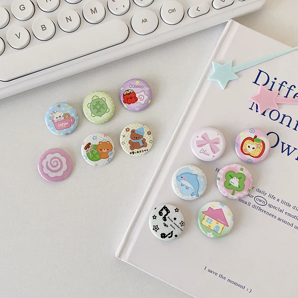 6pcs Cartoon Cute 25mm Mini Cartoon Button Badge Kawaii Girls Kids Backpack Pencil Bag Diy Decorative Brooch Pins Jewelry
