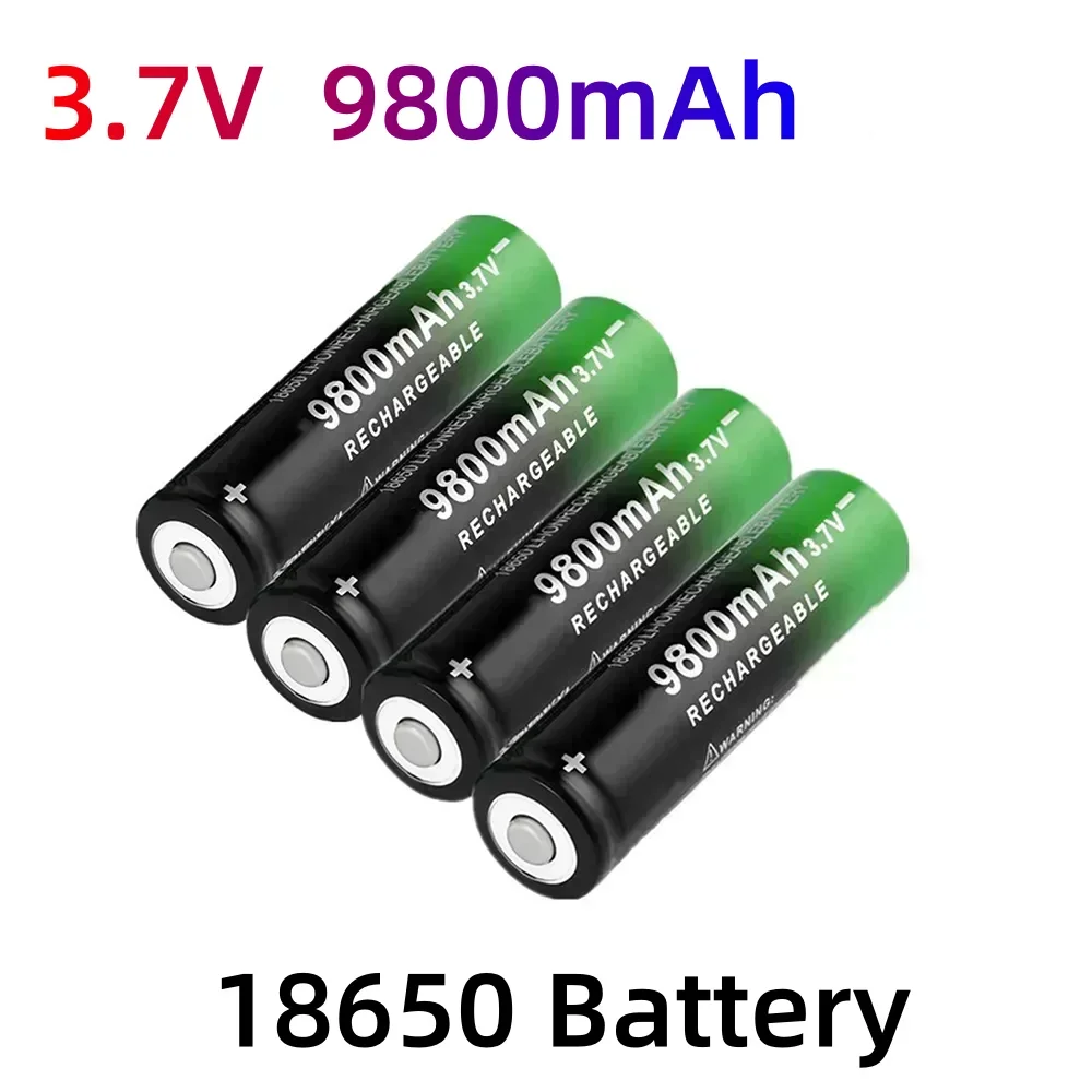 Baterías de litio recargables para linterna, 100%, 18650, 18650, 3,7 V, 9800mah, Cargador USB