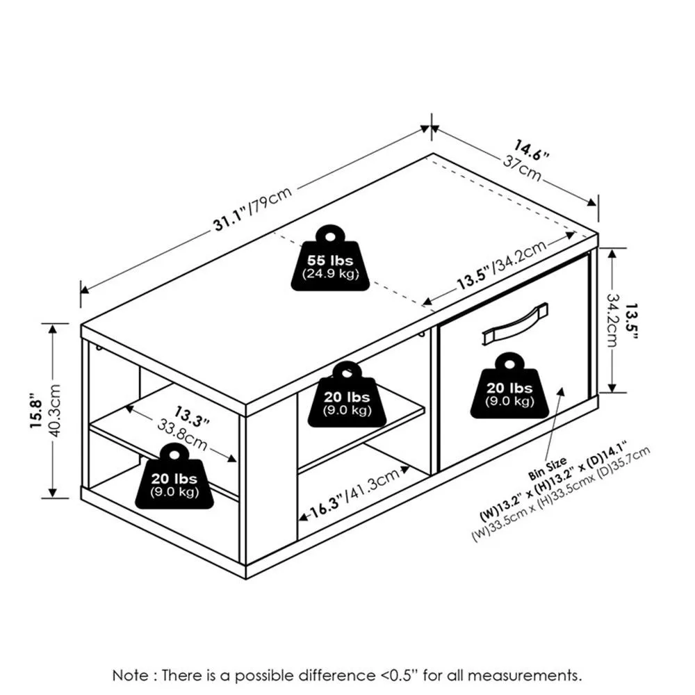 طاولة القهوة الحديثة مع صندوق تخزين بلمسة نهائية من خشب الصنوبر الكهرماني الدافئ #4