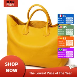 MS New Big Tote Leather Woman Bags 100% Natural Cow Skin Lady Handbag Roomy Travel Shoulder Bags Luxury Oversize Purses 2023 New