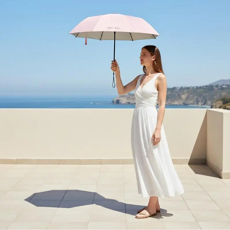 1Pcs Pocket Rain Umbrella Flat Six Fold Mini Sun Umbrella Vinyl Folding UV Ultraviolet Protection Sun Shade Pocket Parasol