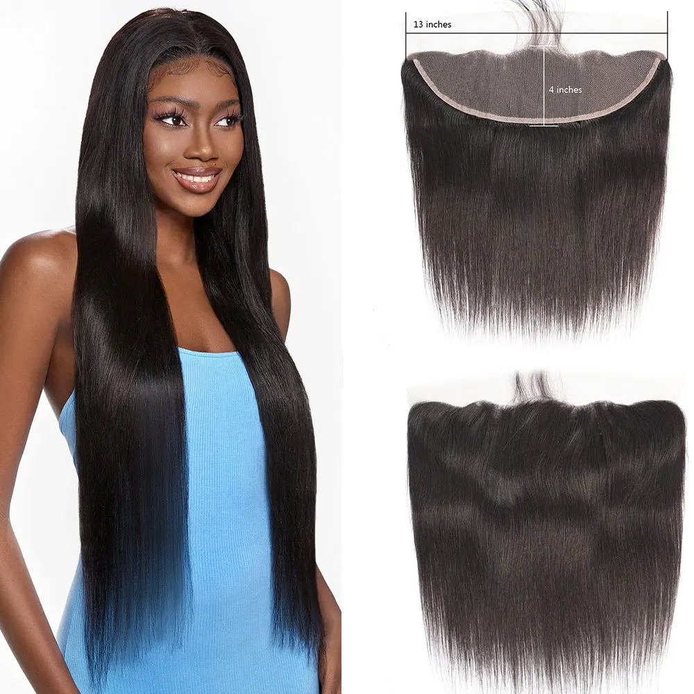 13x4 Lace frontal Human Hair Straight Human Hair Lace Frontal PrePlucked Ear to Ear Lace Frontal Quick Weave Top Lace Closure