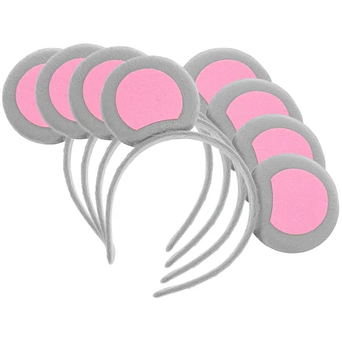 4 Uds. Diadema con orejas de animales para Halloween, diademas para el pelo para mujer, diademas de tela con orejas de ratón gris, accesorios para disfraz