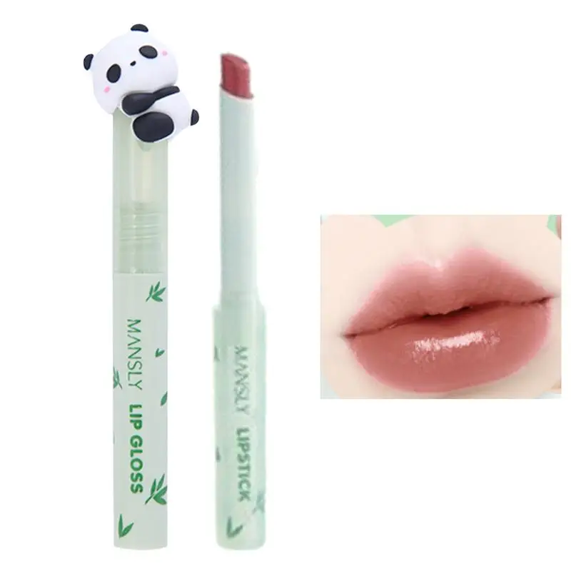 Panda Kristall gefroren Lippenstift Gelee Lippen glasur plump ing Lippen balsam feuchtigkeit spendenden Lip gloss Panda Spiegel glänzend getönten Gelee Lippenstift