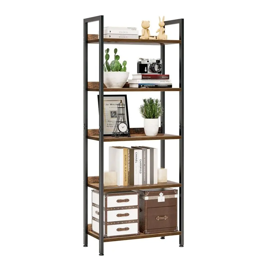 

Bookshelf, 5 Tier Bookshelves, Home Office Bookcase Shelf Storage Organizer, Free Standing Storage Shelving Unit for Bedroom, L
