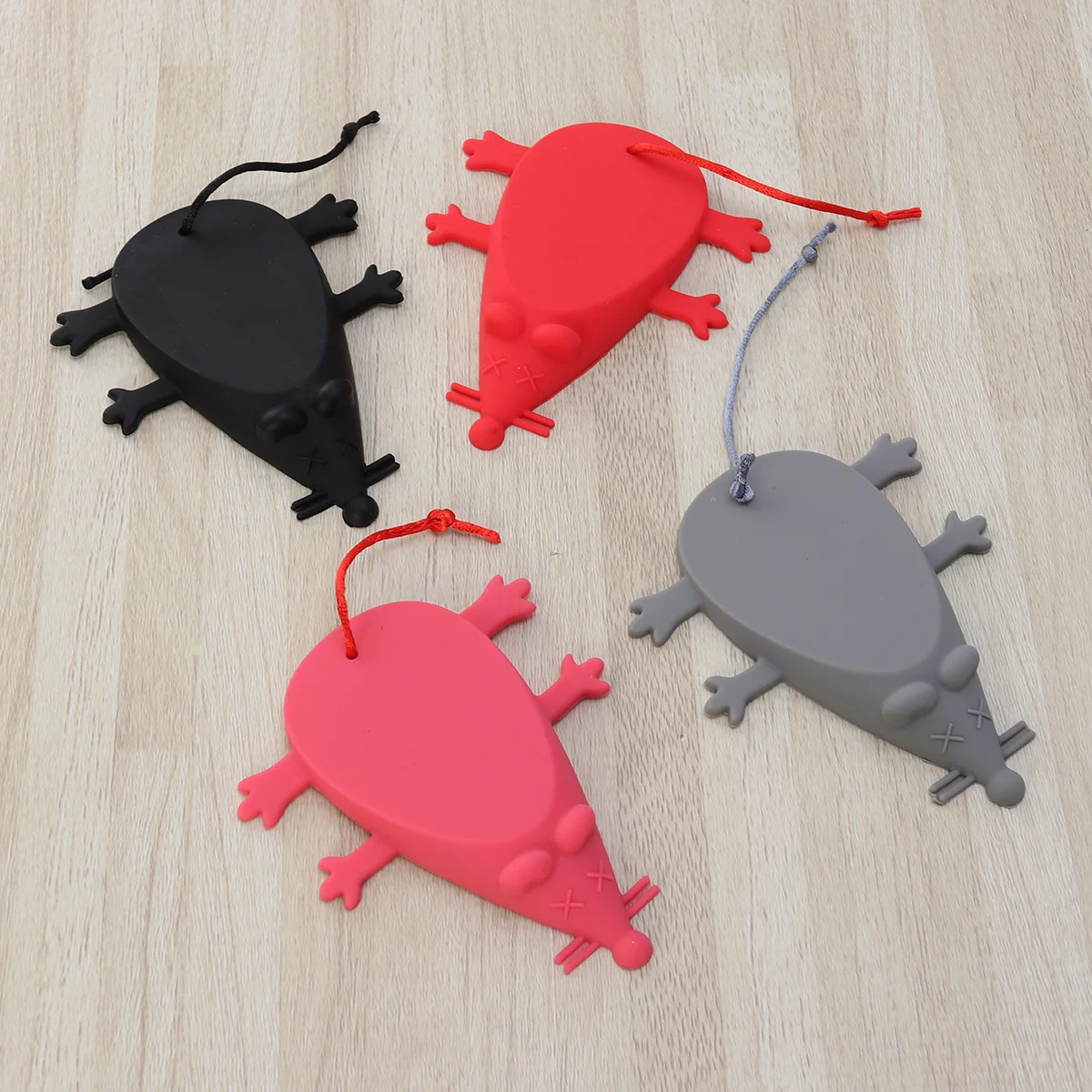 4개입 어린이 안전 제품 실리콘 도어 스토퍼 범퍼 벽 보호 소음 감소 쥐 디자인 도어 홀더