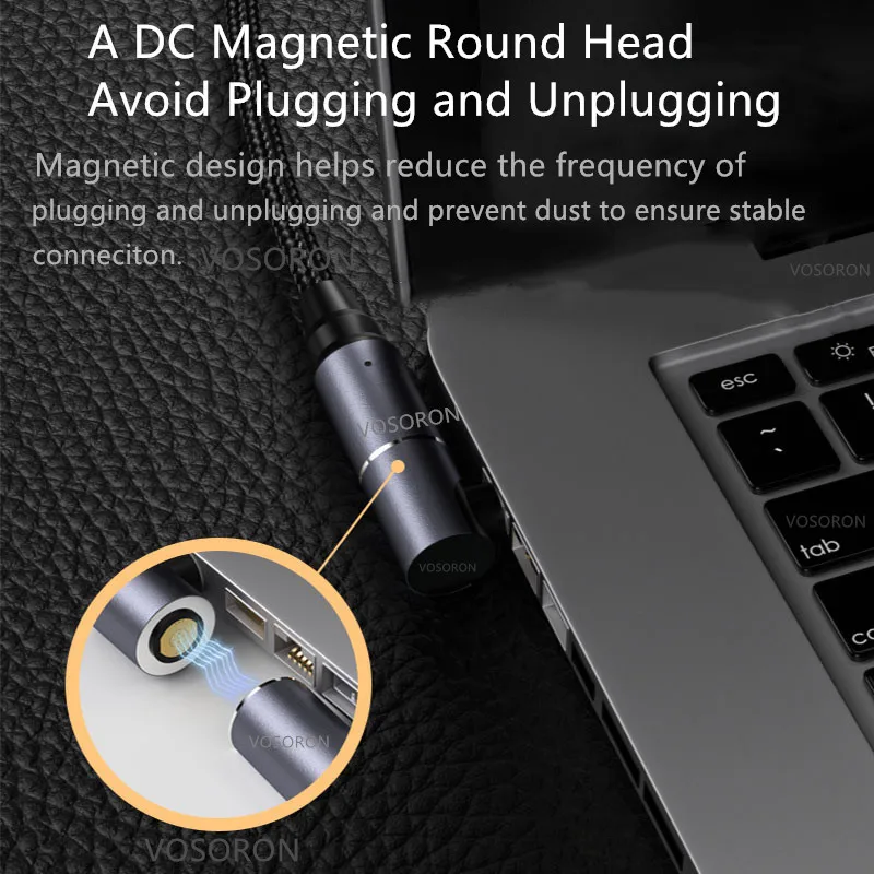 5.5x2.1mm Female to Male Dc Jack Plug Power Adapter Connector for Lenovo Asus Dell Hp Laptops Fast Charging Magnetic Cord Cable