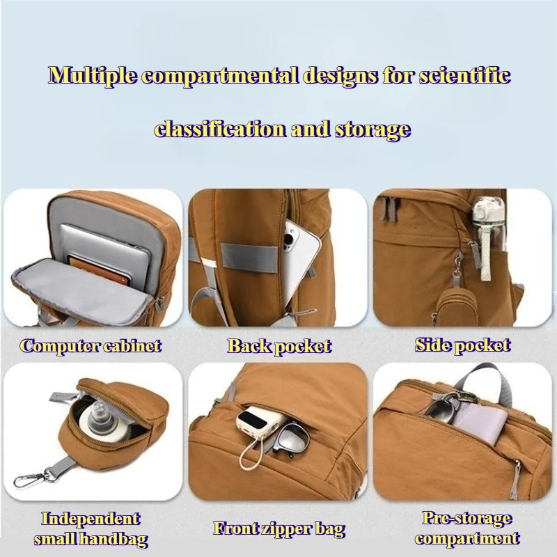Large Capacity Mommy Backpack Waterproof Diaper Bag with Wet Dry Separation Compartment Sleeve Baby Care Nursing Travel Backpack view 6