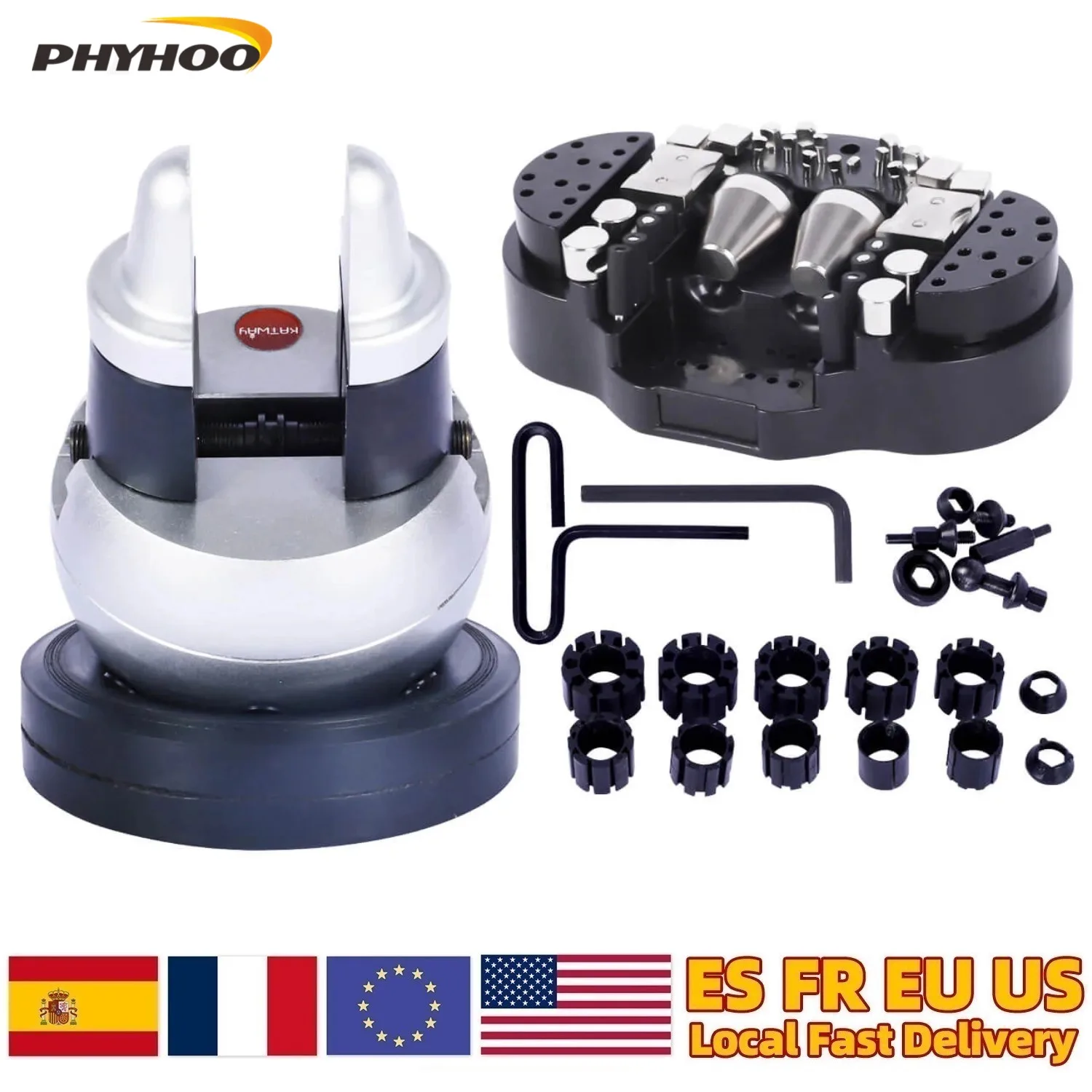 

5" Ball Vise Engraving Block Full Set: 59PCS Attachments + Rubber Base - Professional Jewelry Setting & Making Tool