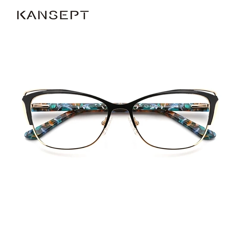 KANSEPT 2022 Women Reading Glasses Frame Fashion Cat Eye Vintage Metal Transparent Computer Presbyopia Eyeglasses Optical