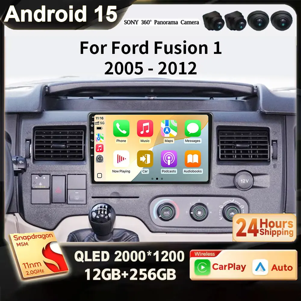 

Для Ford Fusion 1 2005-2012 Android 15 2K QLED Автомобильный радиоприемник Мультимедийный видеоплеер Авто стерео Беспроводной головное устройство CarPlay 4G BT