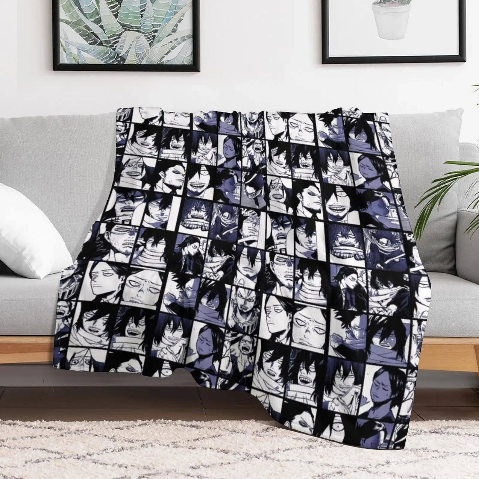 New Aizawa Shota Collage Throw Blanket Compact Warm Blanket for Car Road Trip