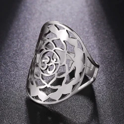 LIKGREAT Om Symbol buddismo Lotus Ring Sahasrara Crown Chakra anelli regolabili per le donne amuleti buddisti gioielli Yoga