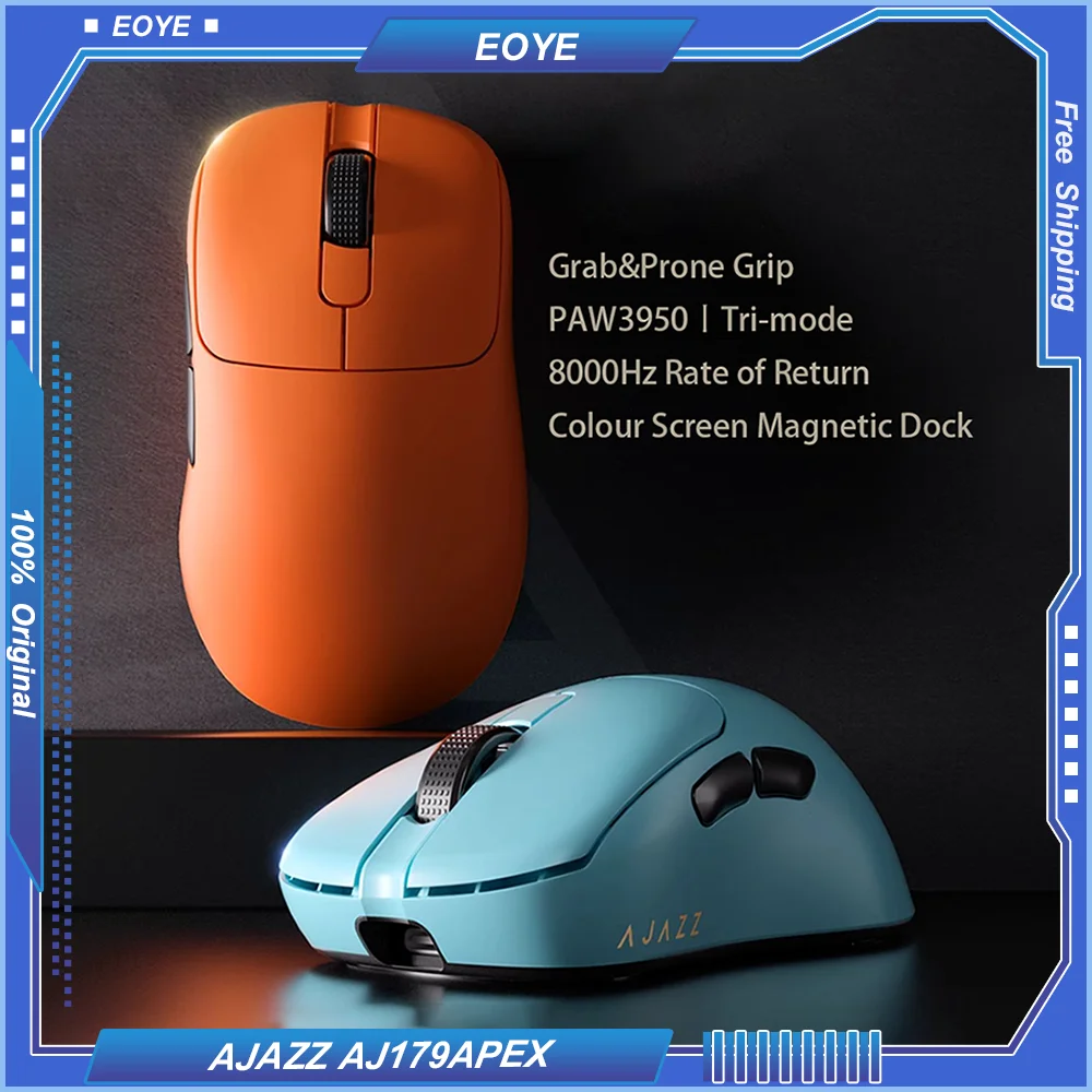 

AJAZZ AJ179APEX Right-Handed Gaming Mouse PAW3950 8Khz 58g Lightweight Wireless Tri-Mode Ice Feel Coating with Docking Charger