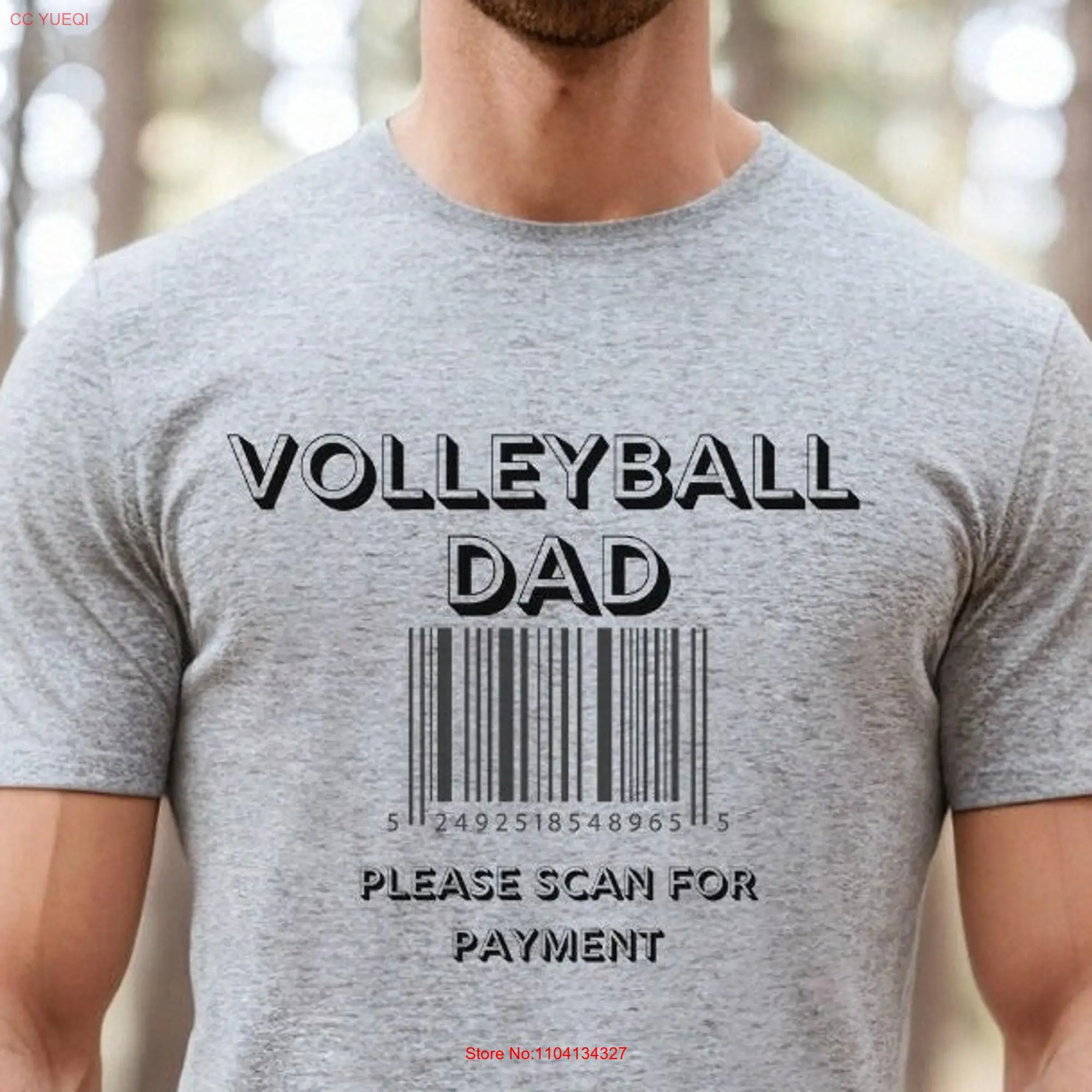 Funny Volleyball Dad T Shirt Please Scan For Payment Sports Game Day Proud long or short sleeves