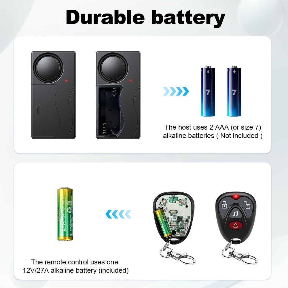 Awapow Anti-Diebstahl-Tür- und Fensteralarm für Zuhause, Fahrrad, Auto, Motorrad, Sicherheit, kabelloser Vibrationssensor, Fernbedienung, 110 dB – Detail 9