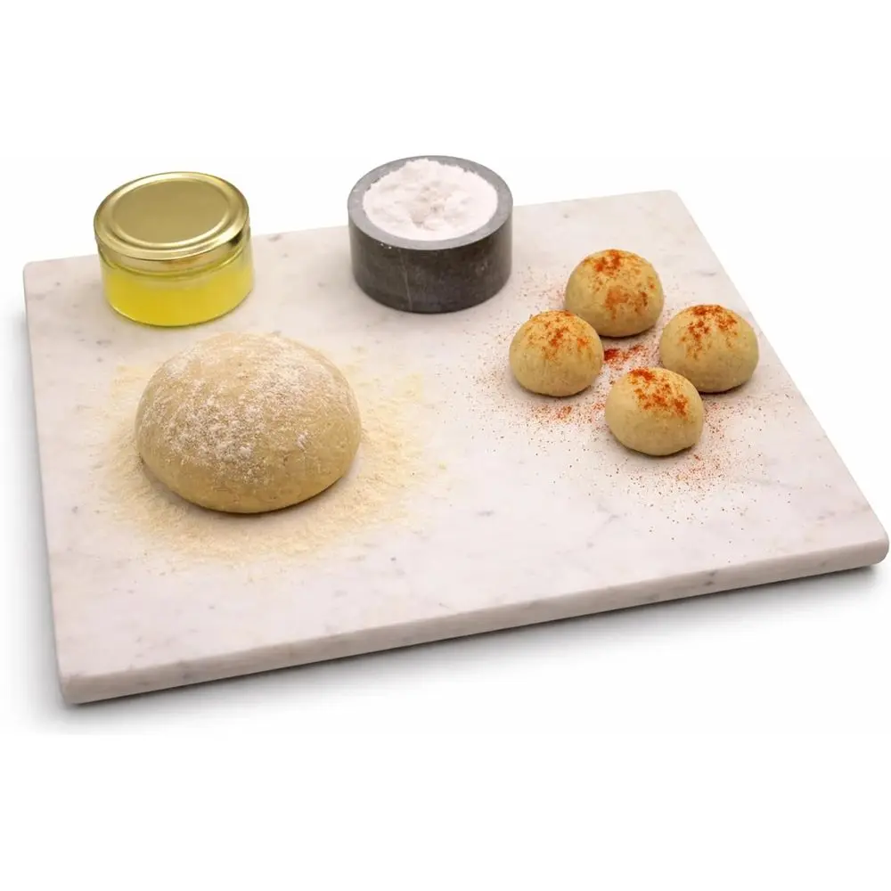 

16x12 Inch Natural Carrara White Marble Board - Serving Tray & Cutting Surface for Dough, Bread, Pizza, Charcuterie
