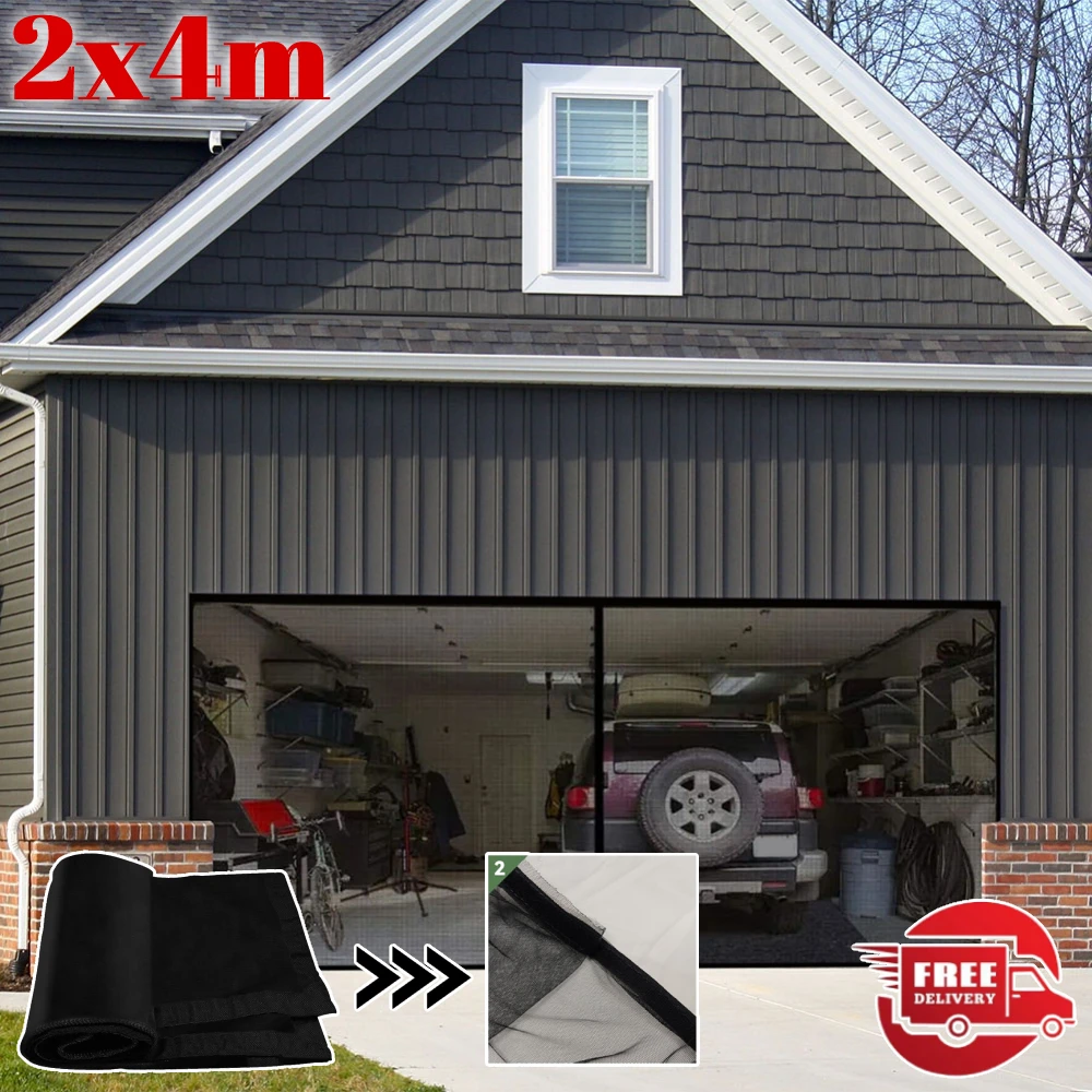 

Занавеска для гаражных ворот, москитная сетка, бесшовная выдвижная противомоскитная сетка 2X4M, простая в установке сетчатая сетка от насекомых и насекомых