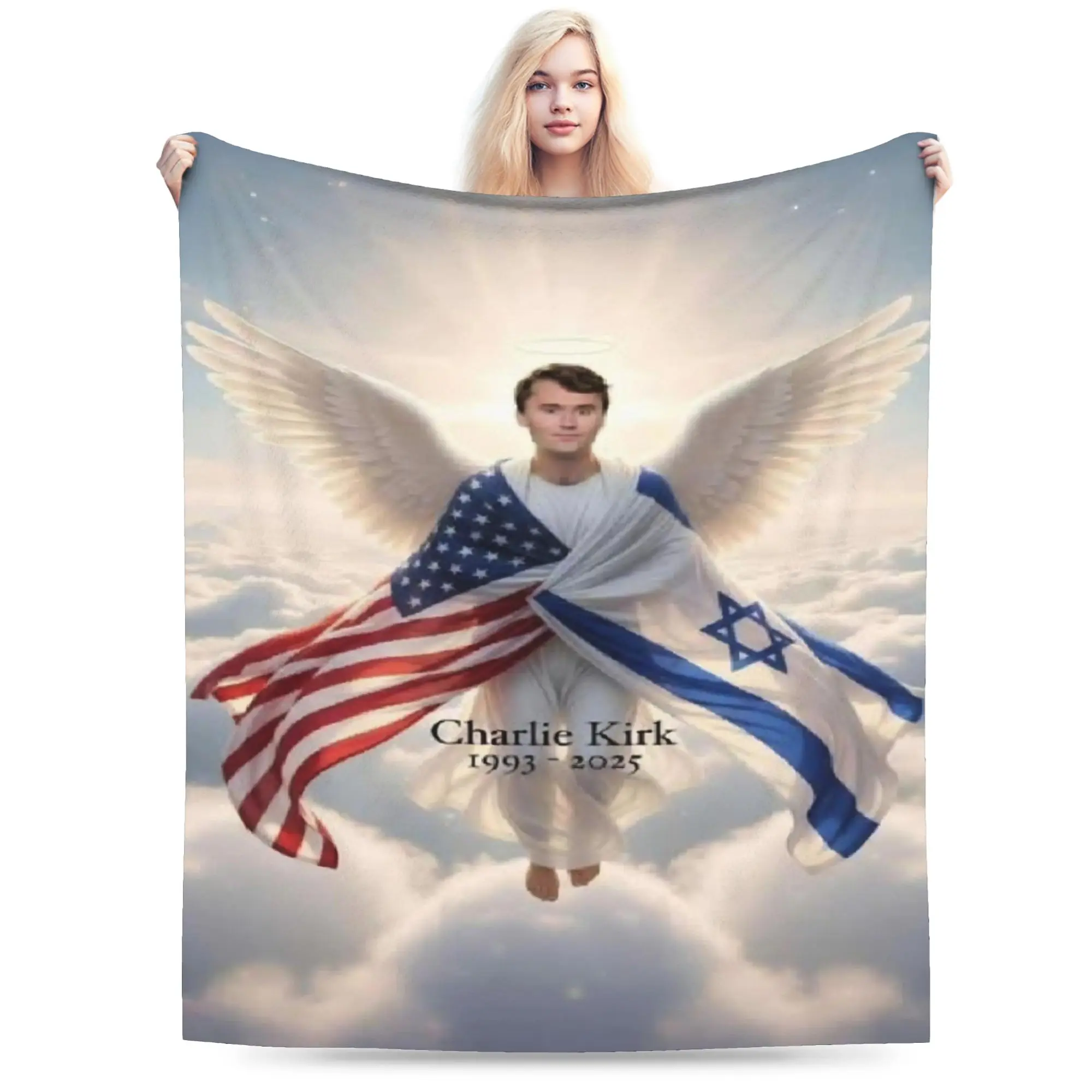 

Charlie Kirk Angelic Advocate Stuff Blanket Soft Flannel Throw Blanket Relax Bedding Throws