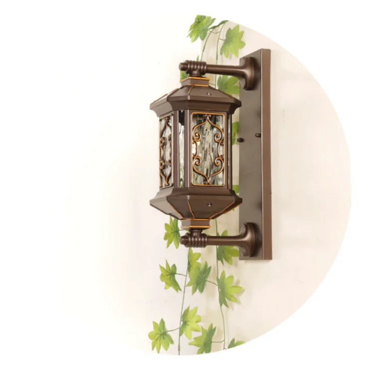 European-Style Waterproof Retro Outdoor Wall Lamp Aluminum Glass for Balcony Corridor Doorway Courtyard Lighting