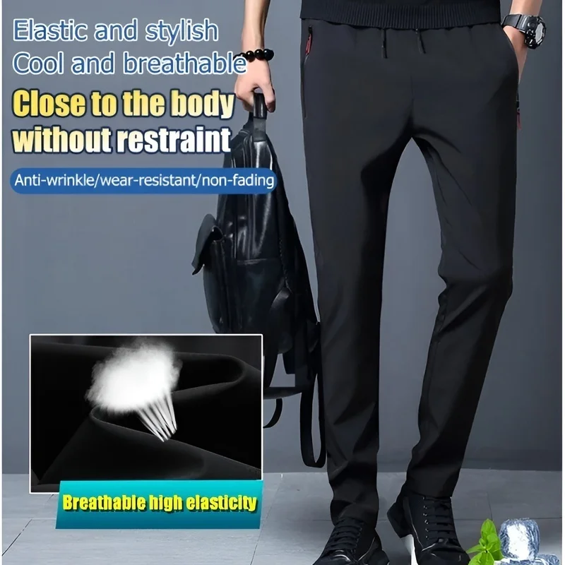 Sutra Es Cepat Kering Pria Kasual Dengan Ritsleting