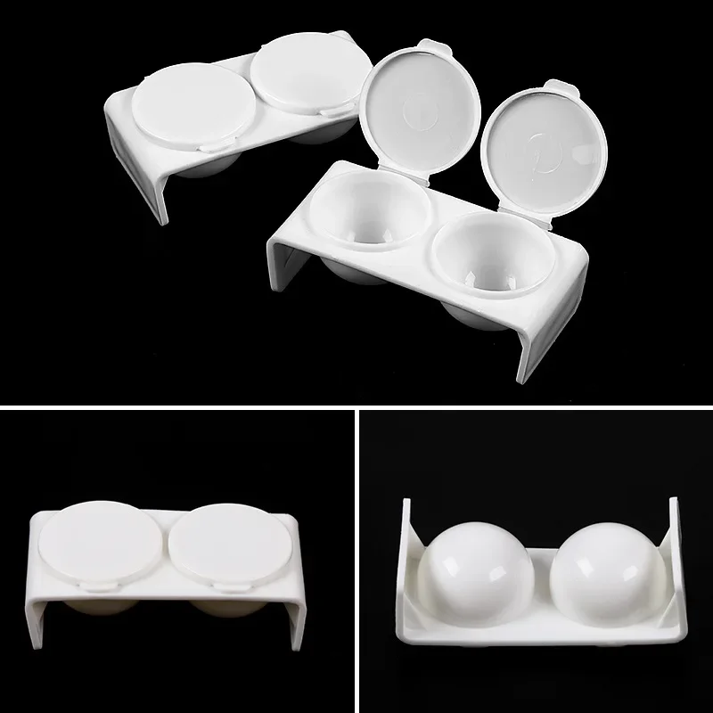 2Pcs White Acrylic Liquid Dappen Dish, Twin Cup Nail Art Pigment Holder for Monomer Nail Brushes Washing Manicure Tool