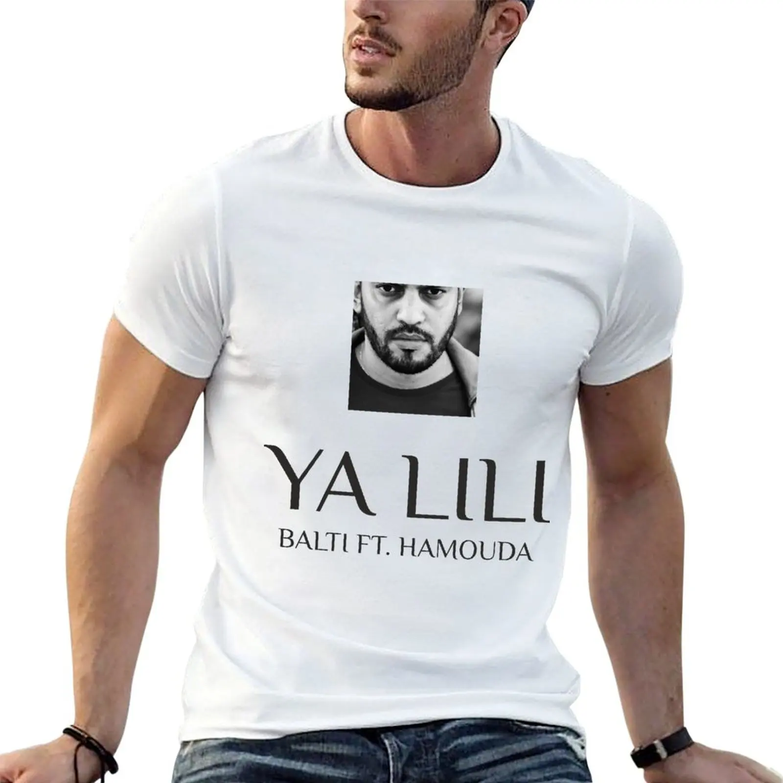 Camiseta YA LILI balti ft. hamouda, Camiseta de Algodón, Camisetas Pack Man para Hombre, Camiseta Negra de Algodón Lisa para Hombre, Paquete de Camisetas