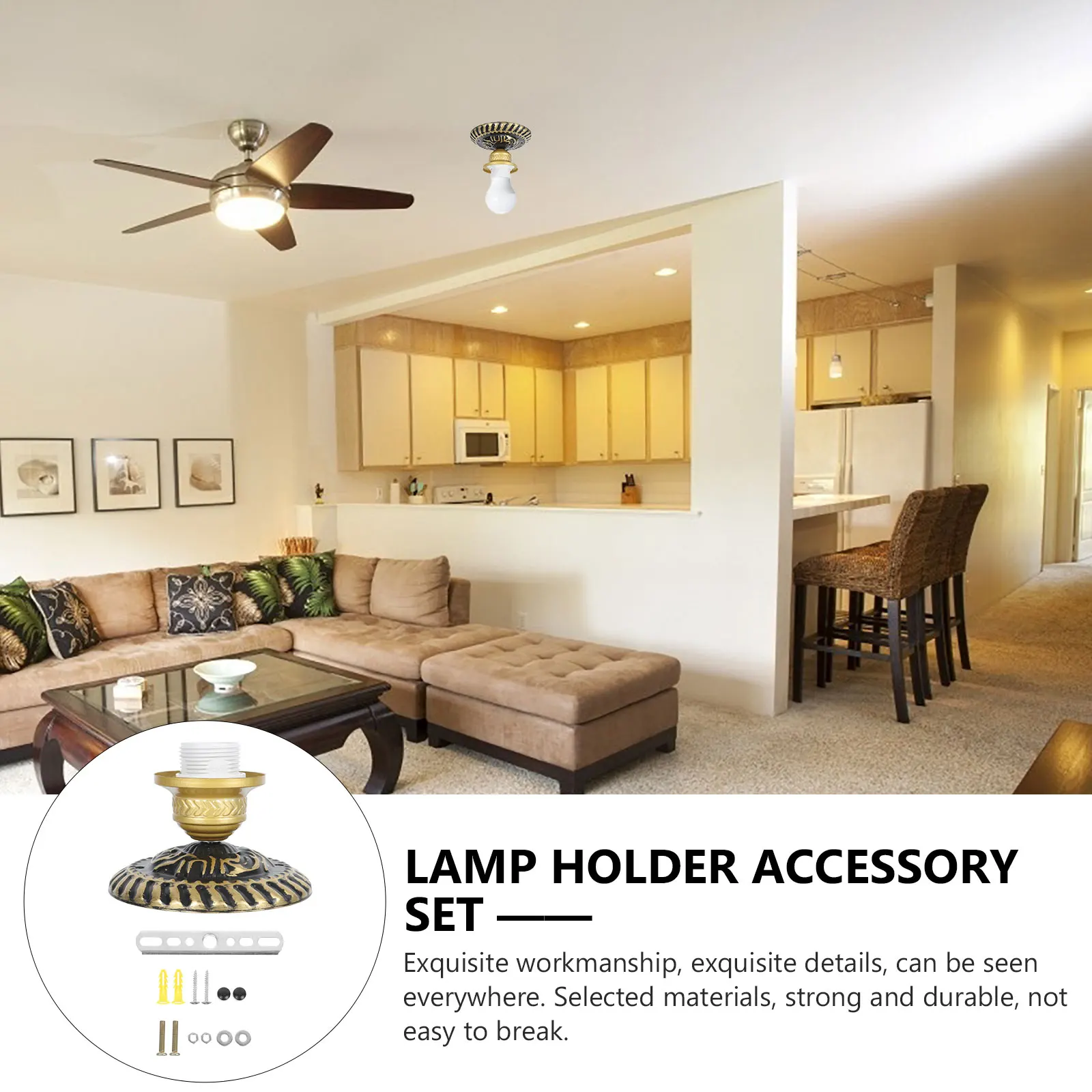

Retro Wall Chandelier Downlight Lamp Holder Ceiling Pendant Light Base Home Iron Simple Durable Lighting Accessory Aisle Kitchen