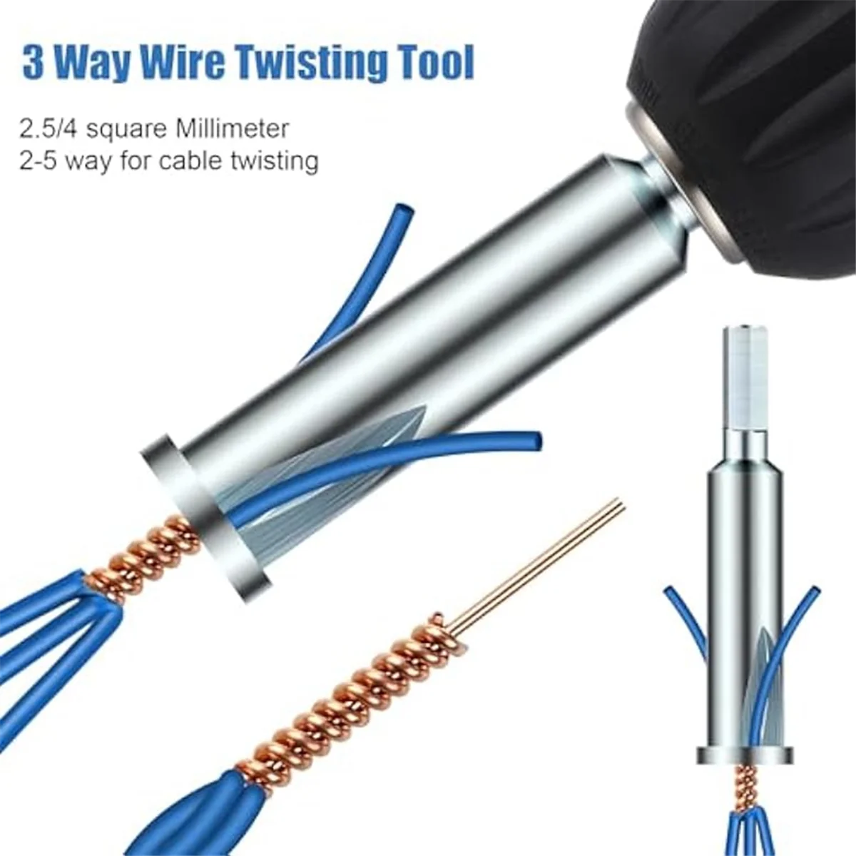 6Pcs Wire Twisting Tool,3/5 Way Wire Stripping Tool and Cable Twister Tool, Wire Stripper and Twister, Wire Twister Bit