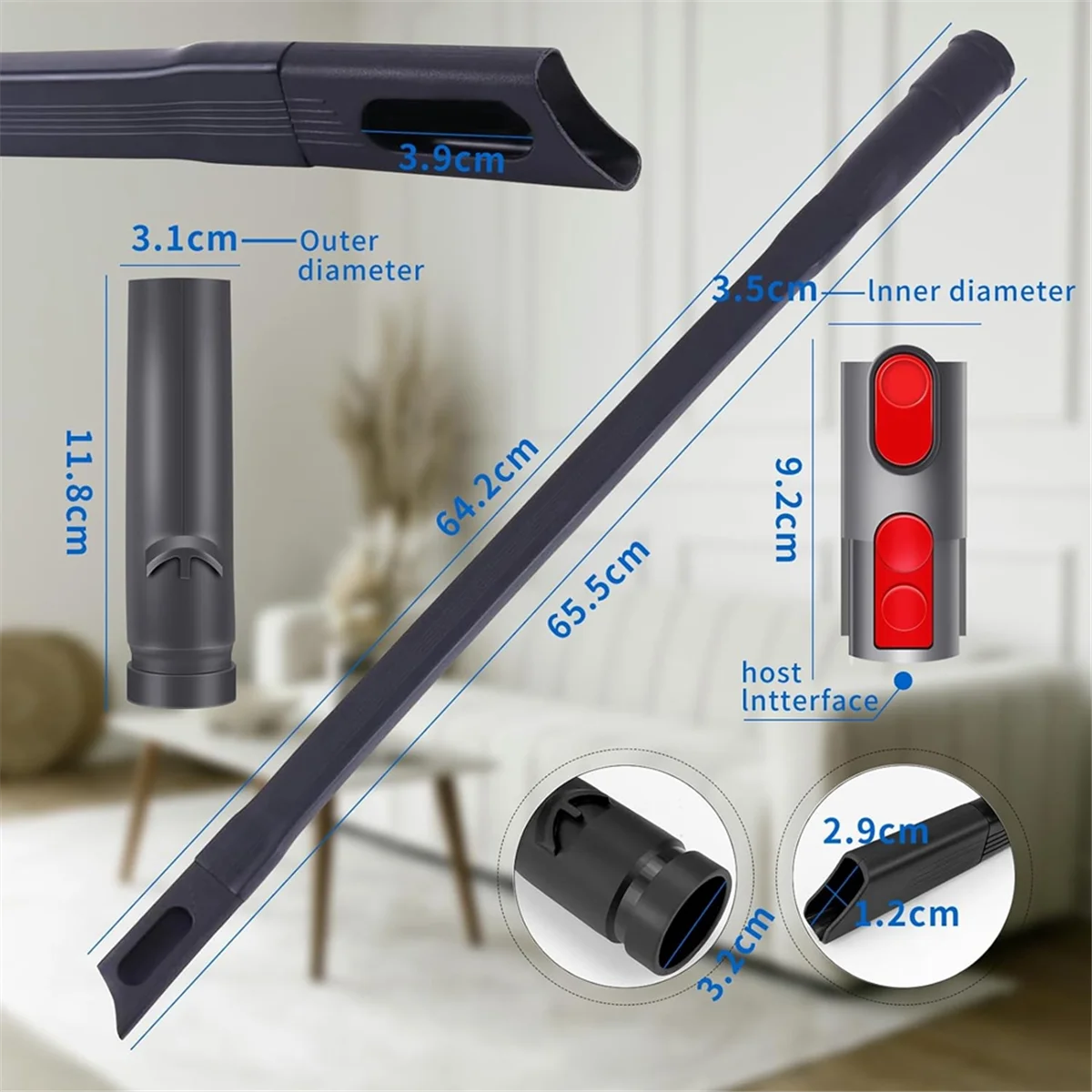 A58E-เครื่องดูดฝุ่นอุปกรณ์เสริมสําหรับ Dyson ยืดหยุ่นขยายรอยแยกหัวฉีด + ท่อขยายเหมาะสําหรับ Dyson V7 V8 V10V11V15