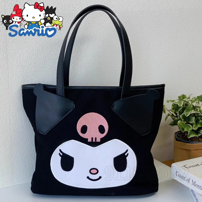  Kuromi Original New Women's Handbag Large Capacity Fashion Embroidery Women's Shoulder Bag 3D Cartoon Cute Women's Bag