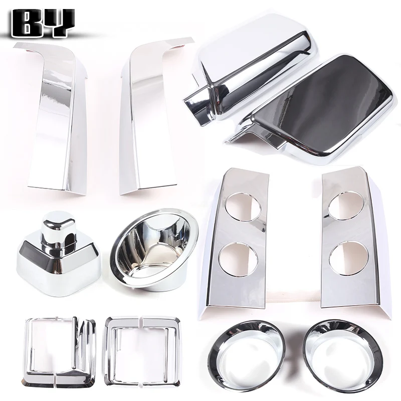 Para 2005-2009 Hummer H3 capó de coche faros antiniebla delanteros cubierta de marco pegatina embellecedora ABS plata brillante accesorios exteriores de coche