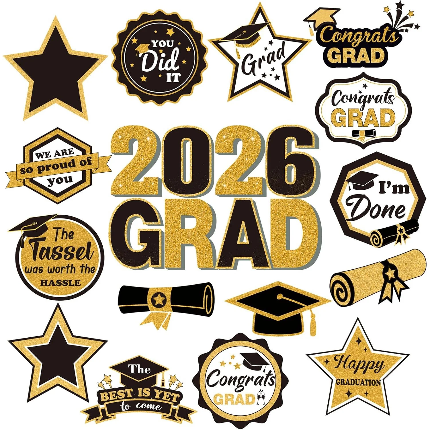 16 Pcs Graduation Magnets 2026 We Are So Proud of You Graduation Car Magnets Congrats Grad Cap Stickers Refrigerator Fridge Gara