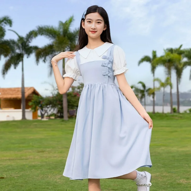 

Платье-миди «Двойной слой» с воротником Питер Пэн – милый многослойный образ для девочек