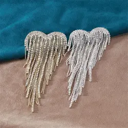 1 PC Heart Tassels Brooches Trendy Fashion Brooch Gold Silver Rhinestone Pins Creative Exquisite Brooches Fashion Jewelry