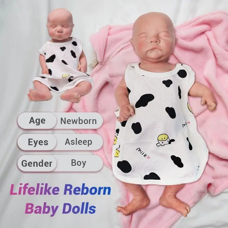 Full Body Solid Silicone 17Inch 45Cm Realistic Art Reborn Dolls Collectible Companion Dolls Educational Toy Doll Gift