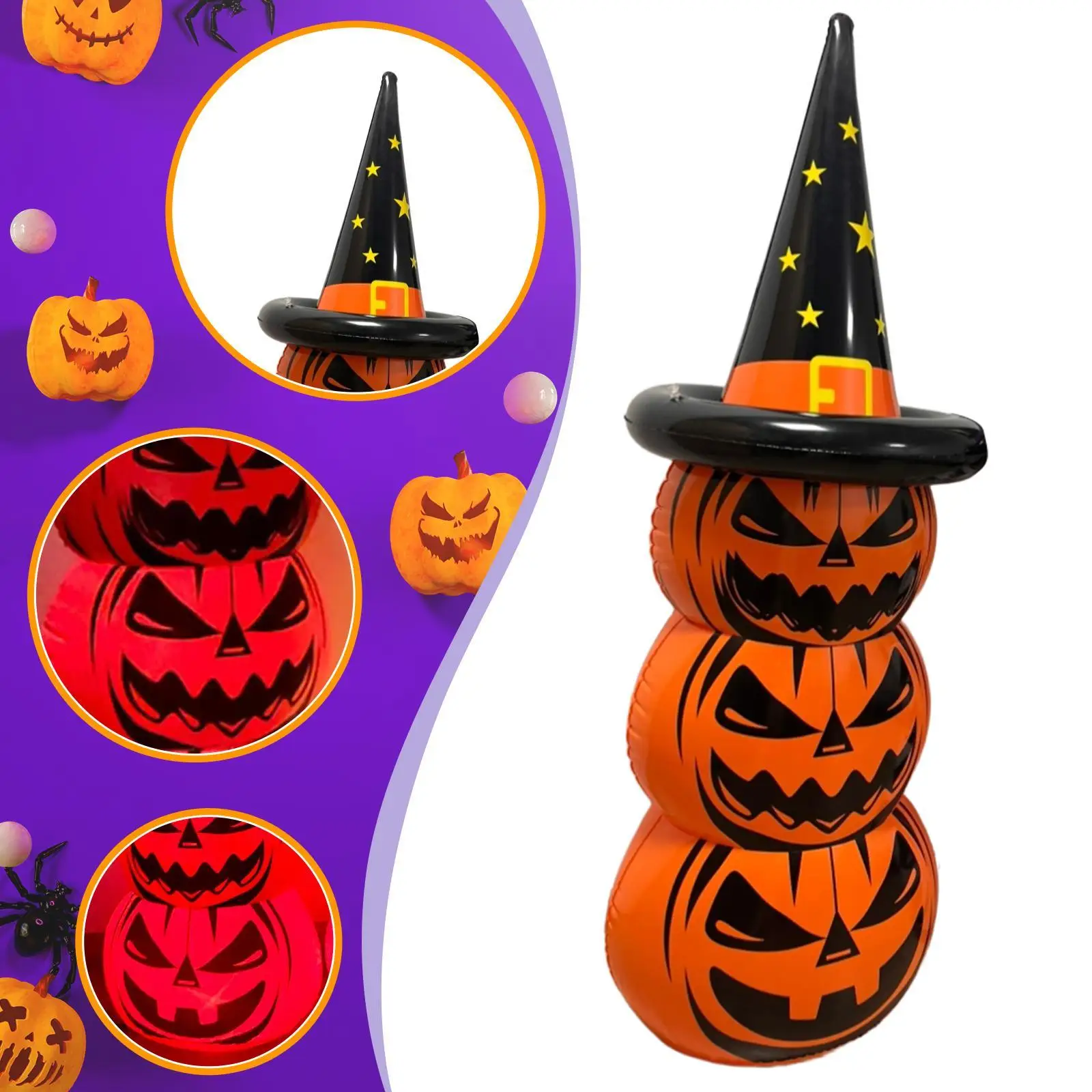 ของตกแต่งฮาโลวีนเป่าลมรูปฟักทองซ้อนกัน ผีฟักทอง สำหรับสวน