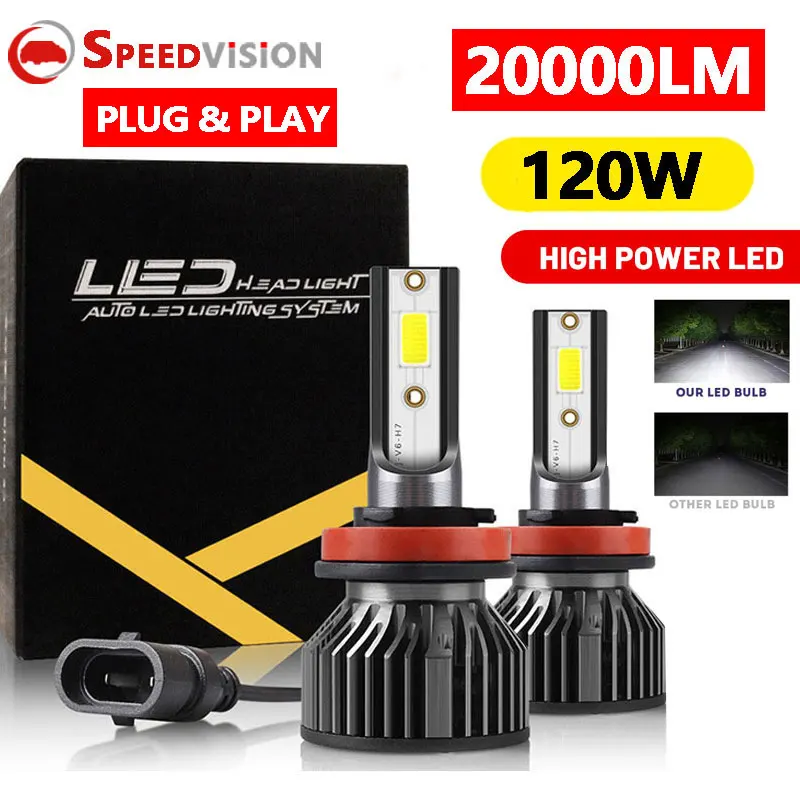 

H4 LED lampada H7 H11 H8 H1 9005 HB3 HB4 9006 Auto Lamp Car Headlight Bulb 20000LM Motorcycle 6000K 12V Turbo PTF Mini Fog light