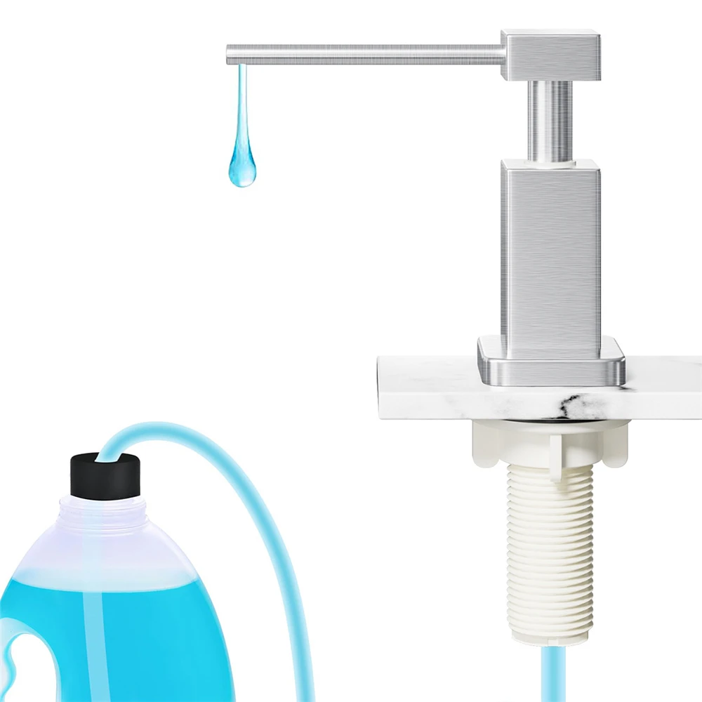 

Kitchen Sink Soap Dispenser Stainless Steel Built-In Pump for Dish Washing with 100cm Extended Tube/350ml Bottle Brushed/Black