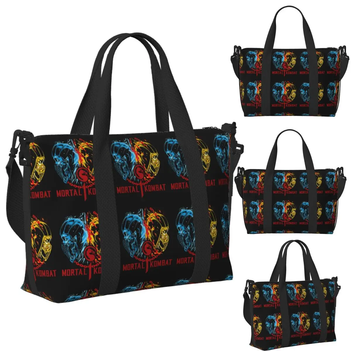 

Custom Mortal Kombat One Beach Travel Bag Large Capacity Tote Bags for Gym Yoga Women Shopping Duffle Shoulder Bag